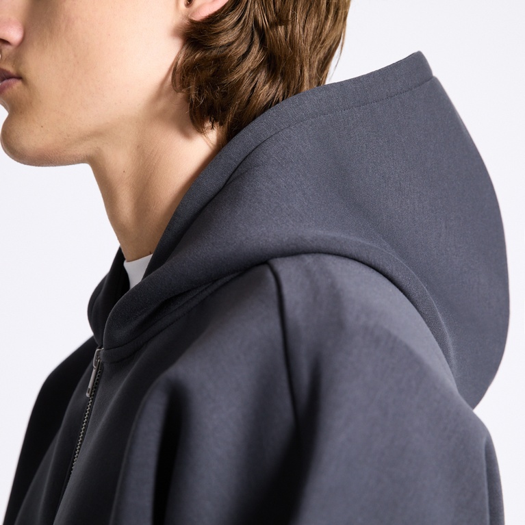 Boxy scuba zip hoodie "Stan" Dark Grey